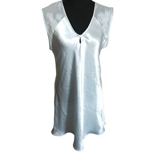 Oscar de la Renta Pink Label Blue Floral Mesh Nightgown Sz S